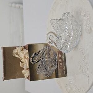 Vintage Swan  24% Lead Crystal Trinket Holder With Box